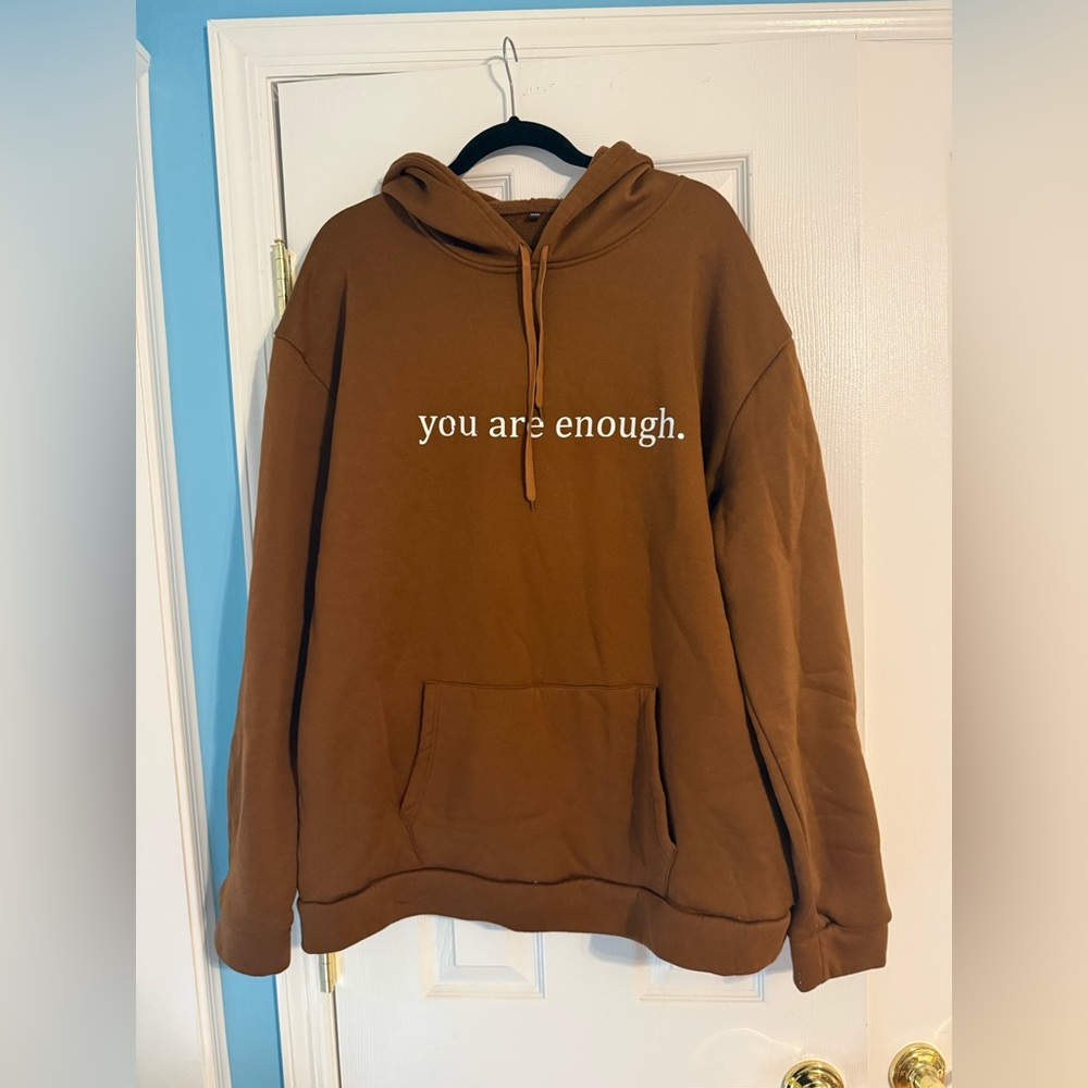 Brown Hoodie with Inspirational Text